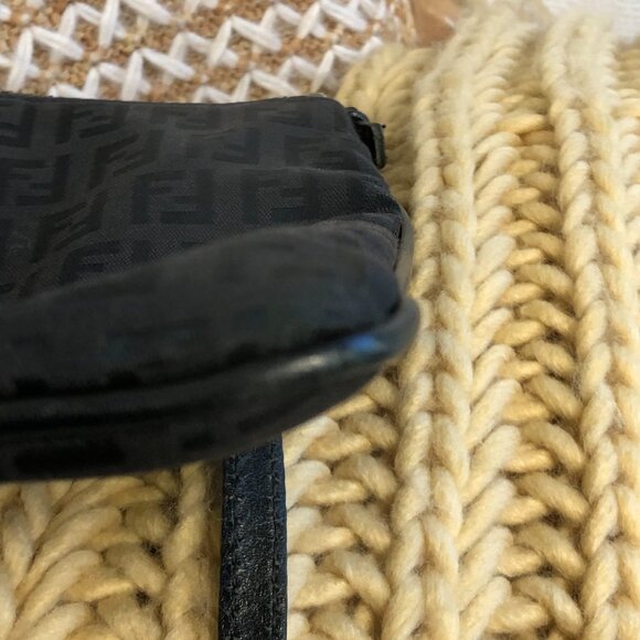 FENDI Zucca Black Leather and Nylon Gun Metal Hardware Bag w COA - Picture 9 of 13